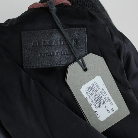 NWT ALLSAINTS Satin & Suede Bomber Jacket - Picture 5 of 14